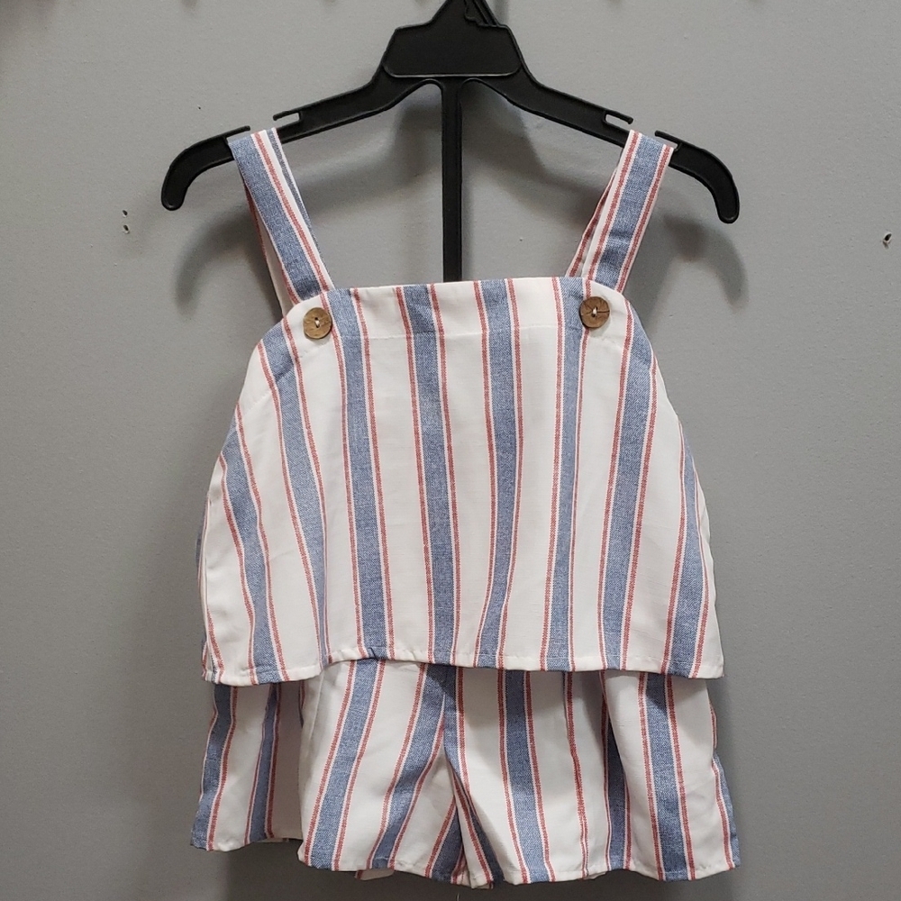 Love Squared Girls NWT Striped Tank Style Top and Shorts Set, Girls 10